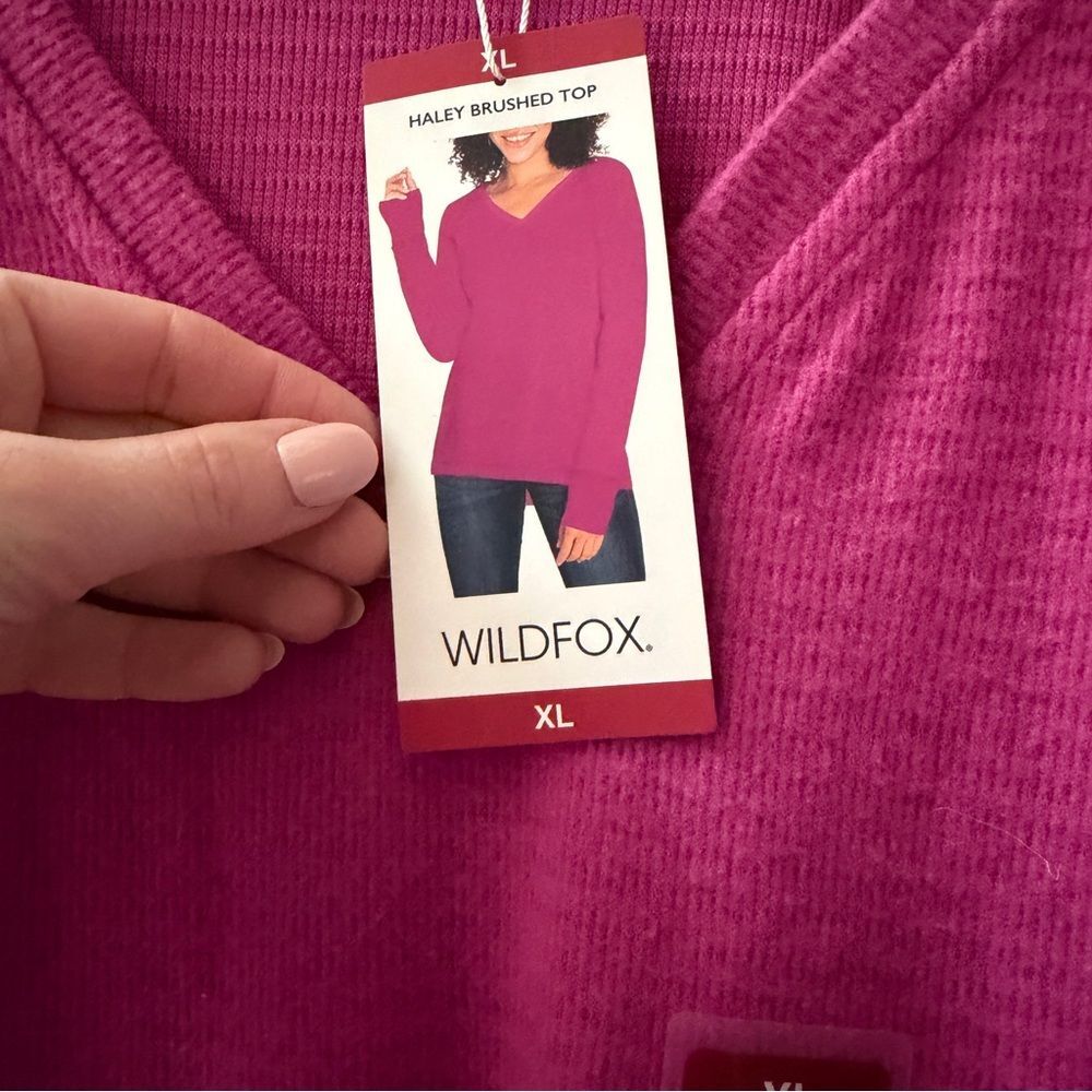 NWT Wildfox Haley Brushed Top in Elderberry Size XL Pink Purple Thermal Knit - Picture 5 of 12